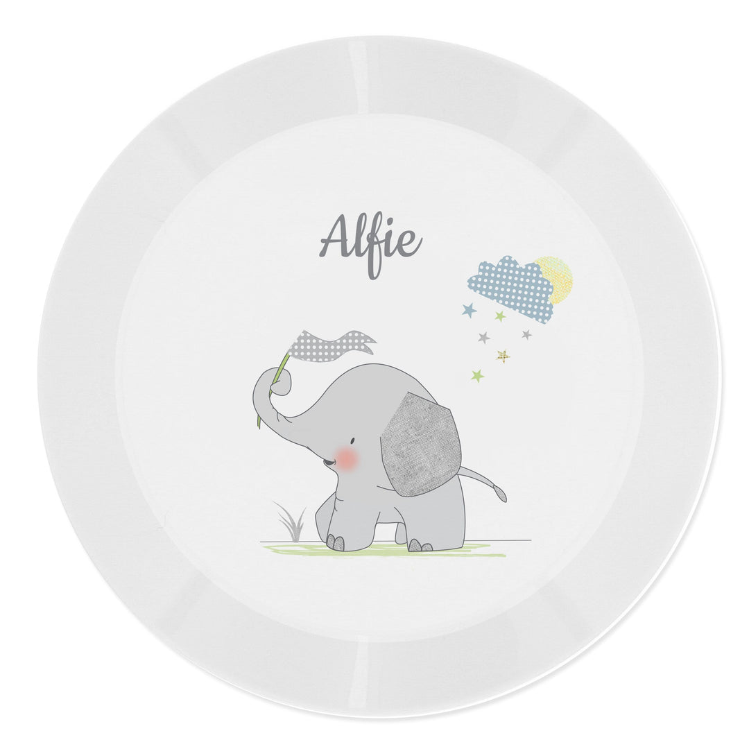 Personalised Memento Mealtime Essentials Personalised Hessian Elephant Plastic Plate