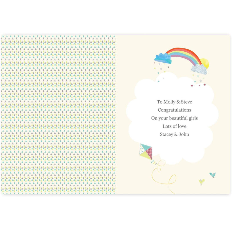 Personalised Memento Greetings Cards Personalised Hessian Elephant Twins Card