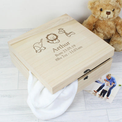 Personalised Memento Personalised Hessian Friends Large Wooden Keepsake Box