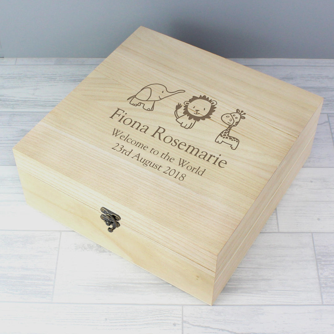 Personalised Memento Personalised Hessian Friends Large Wooden Keepsake Box