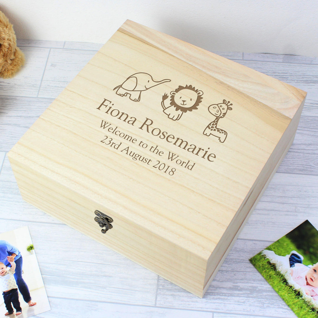 Personalised Memento Personalised Hessian Friends Large Wooden Keepsake Box