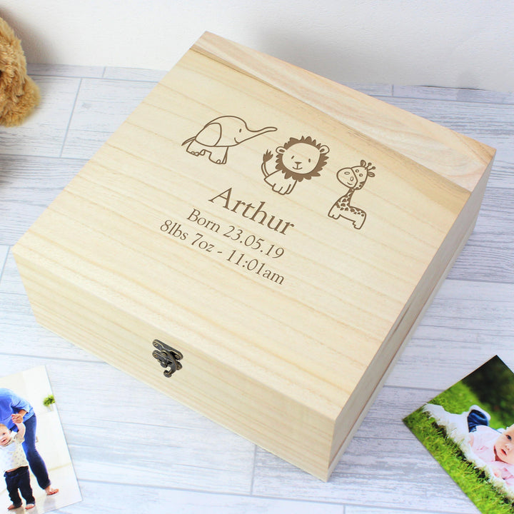 Personalised Memento Personalised Hessian Friends Large Wooden Keepsake Box