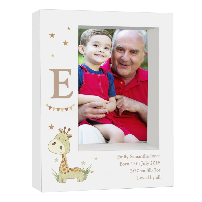 Personalised Memento Photo Frames, Albums and Guestbooks Personalised Hessian Giraffe 5x7 Box Photo Frame