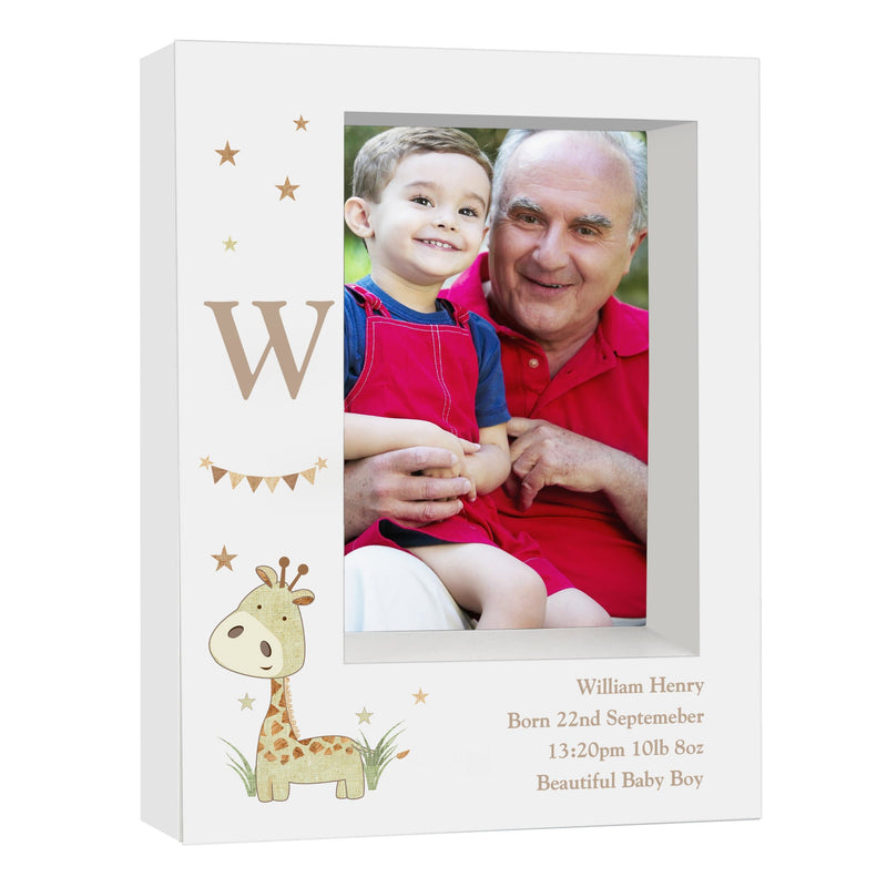Personalised Memento Photo Frames, Albums and Guestbooks Personalised Hessian Giraffe 5x7 Box Photo Frame