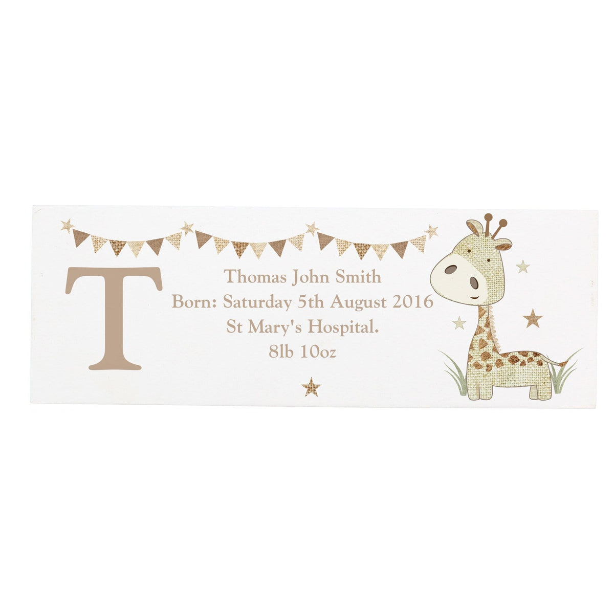 Personalised Memento Hanging Decorations & Signs Personalised Hessian Giraffe Wooden Block Sign