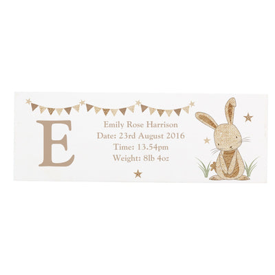 Personalised Memento Hanging Decorations & Signs Personalised Hessian Rabbit Wooden Block Sign