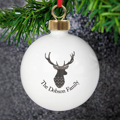 Personalised Memento Personalised Highland Stag Bauble