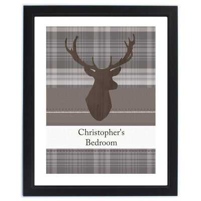 Personalised Memento Framed Prints & Canvases Personalised Highland Stag Black Framed Print