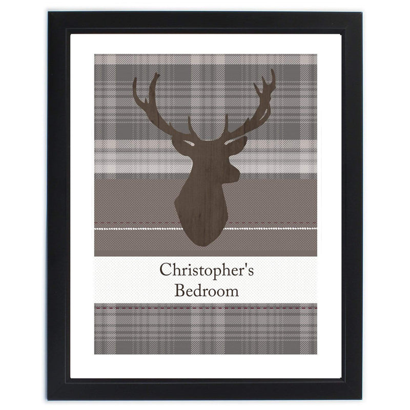 Personalised Memento Framed Prints & Canvases Personalised Highland Stag Black Framed Print