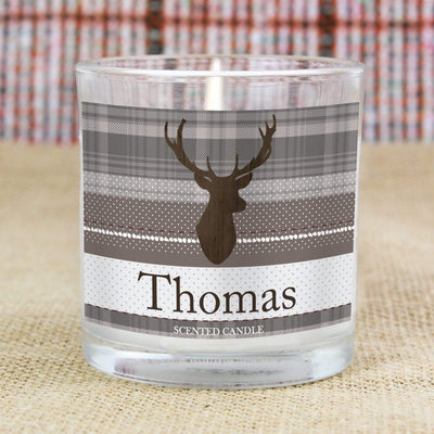 Personalised Memento Candles & Reed Diffusers Personalised Highland Stag Scented Jar Candle