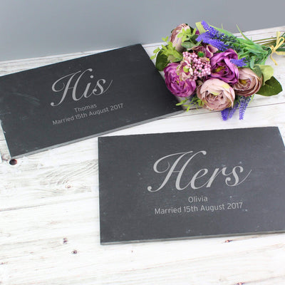 Personalised Memento Kitchen, Baking & Dining Gifts Personalised His and Hers Slate Placemat Set