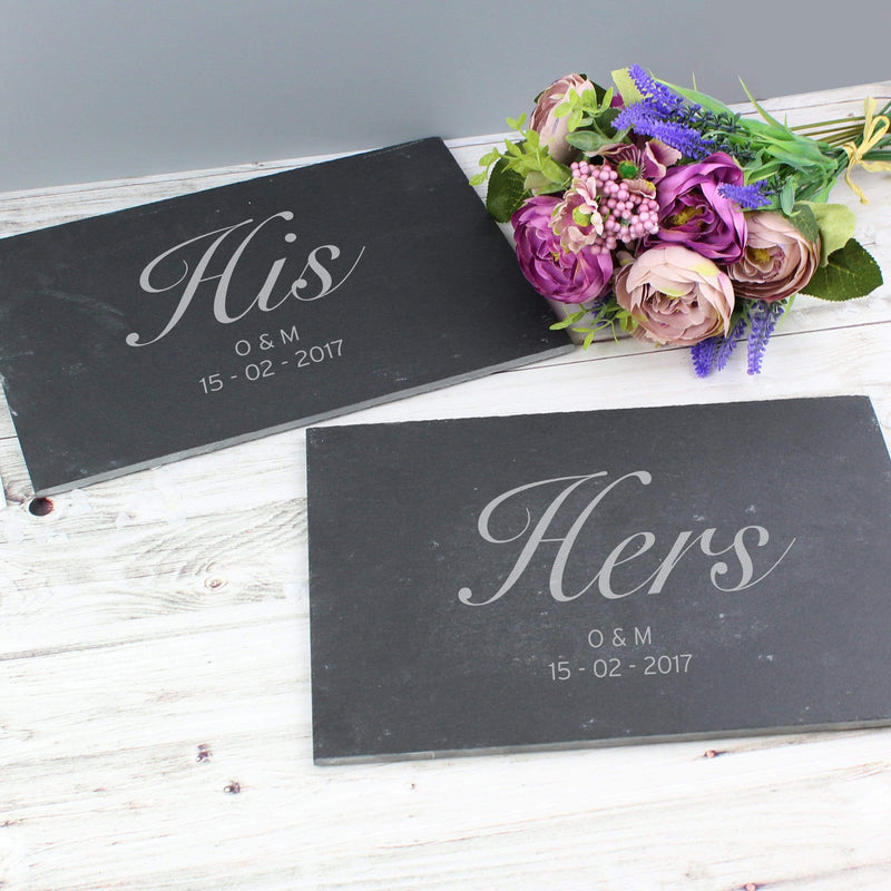 Personalised Memento Kitchen, Baking & Dining Gifts Personalised His and Hers Slate Placemat Set
