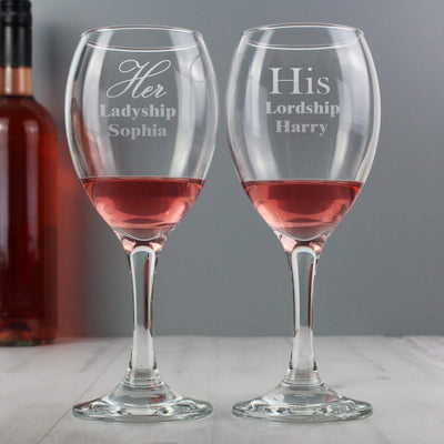 Personalised Memento Glasses & Barware Personalised His & Her Wine Glass Set