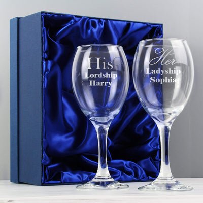Personalised Memento Glasses & Barware Personalised His & Her Wine Glass Set