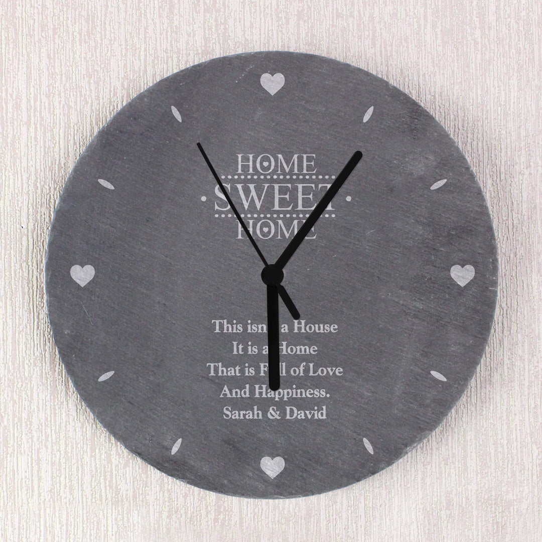 Personalised Memento Clocks &amp; Watches Personalised Home Sweet Home Slate Clock