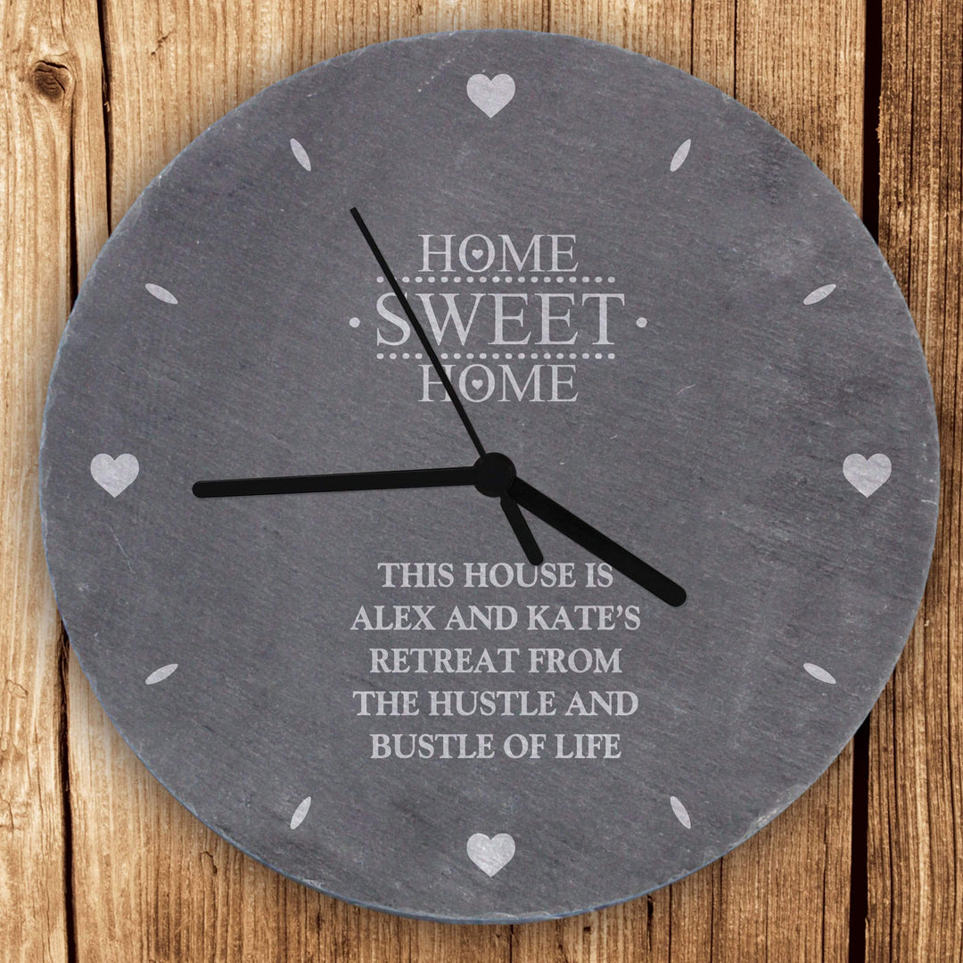 Personalised Memento Clocks &amp; Watches Personalised Home Sweet Home Slate Clock