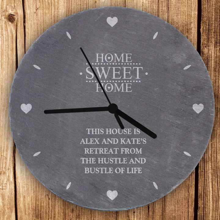 Personalised Memento Clocks &amp; Watches Personalised Home Sweet Home Slate Clock