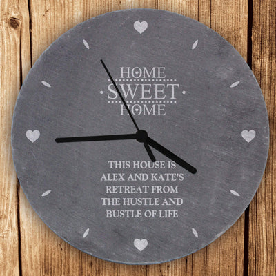 Personalised Memento Clocks & Watches Personalised Home Sweet Home Slate Clock