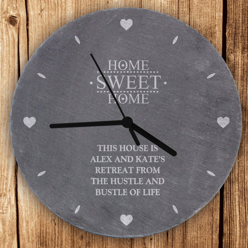 Personalised Memento Clocks & Watches Personalised Home Sweet Home Slate Clock