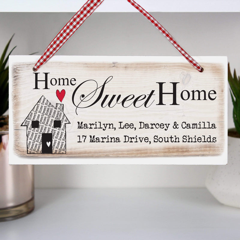 Personalised Memento Wooden Personalised Home Sweet Home Wooden Sign