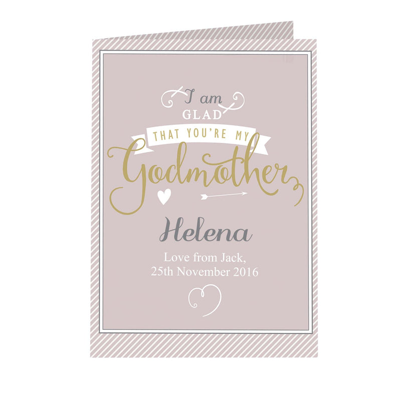 Personalised Memento Greetings Cards Personalised I Am Glad... Godmother Card