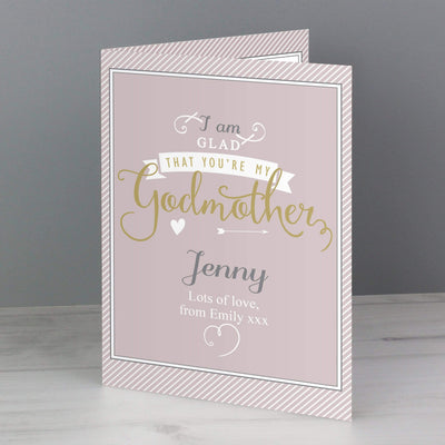 Personalised Memento Greetings Cards Personalised I Am Glad... Godmother Card