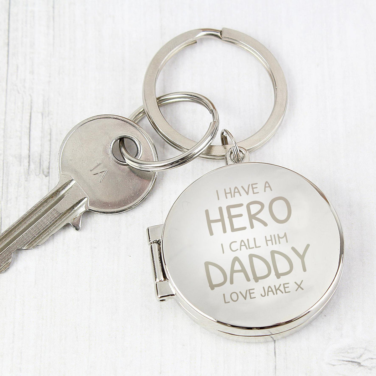 Personalised Memento Personalised I Have A Hero Round Photo Keyring