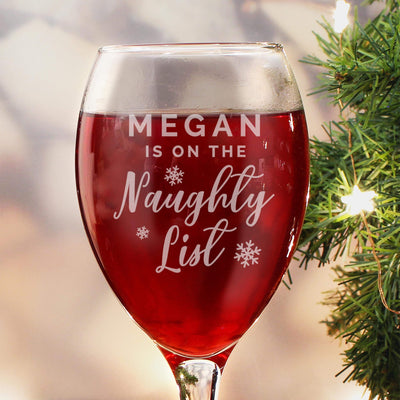 Personalised Memento Personalised I'm On The Naughty List Wine Glass