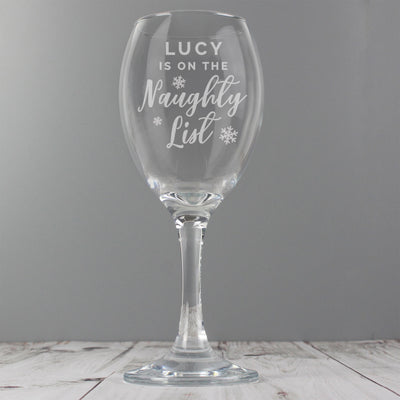 Personalised Memento Personalised I'm On The Naughty List Wine Glass