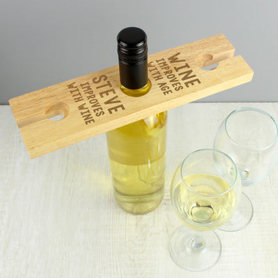 Personalised Memento Personalised 'Improves With Wine' Wine Glass & Bottle Holder