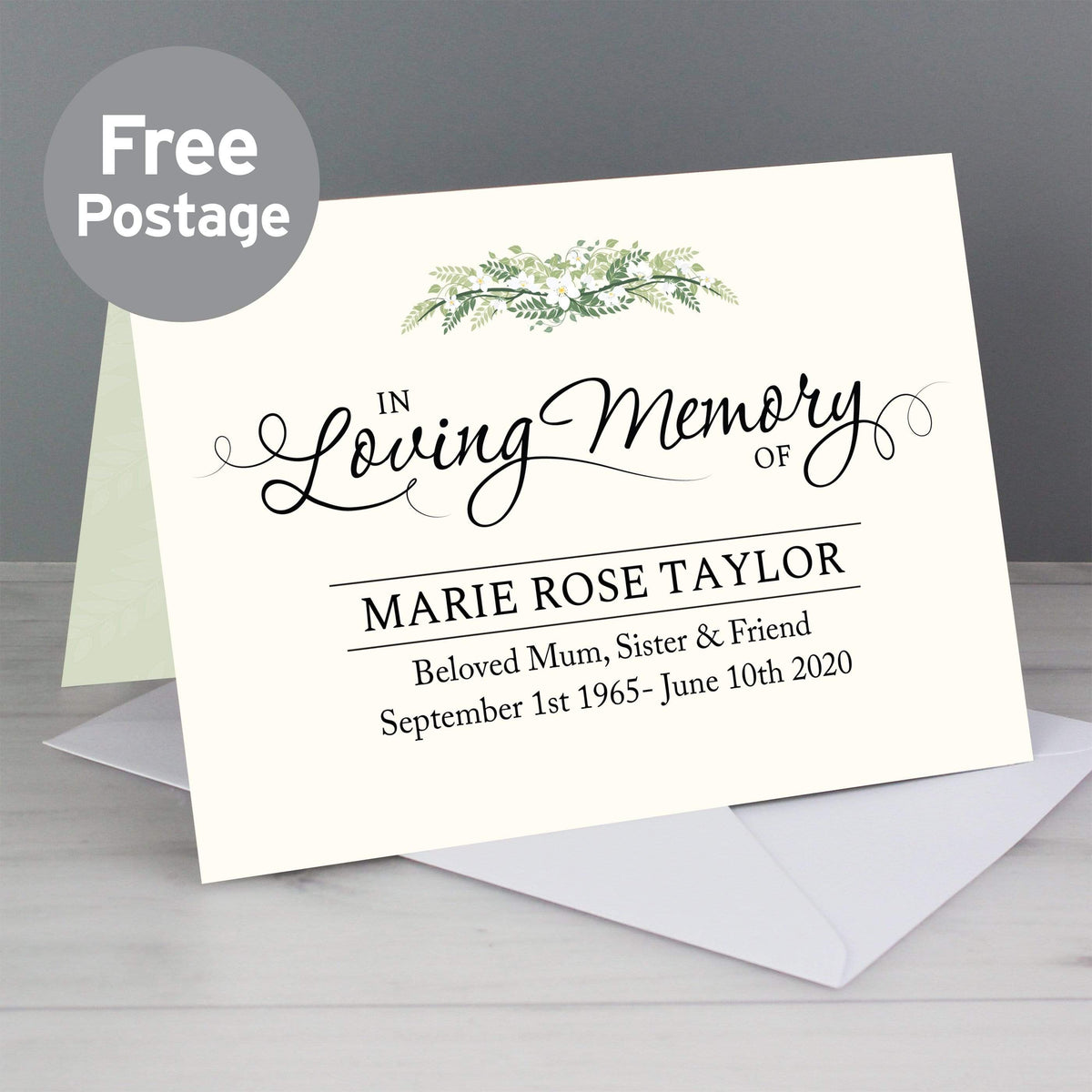 Personalised Memento Greetings Cards Personalised In Loving Memory Card