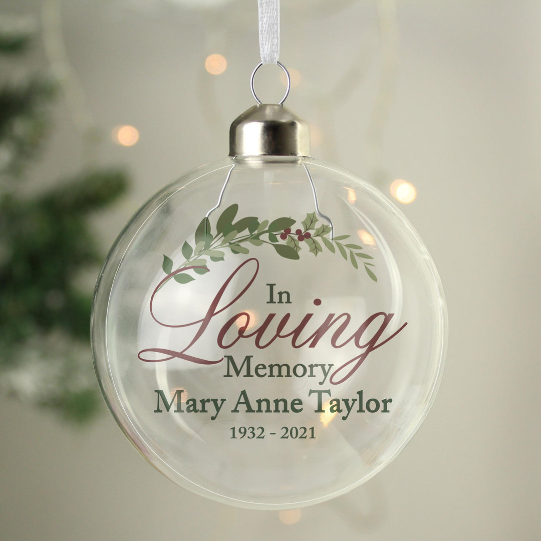 Personalised Memento Personalised In Loving Memory Glass Bauble