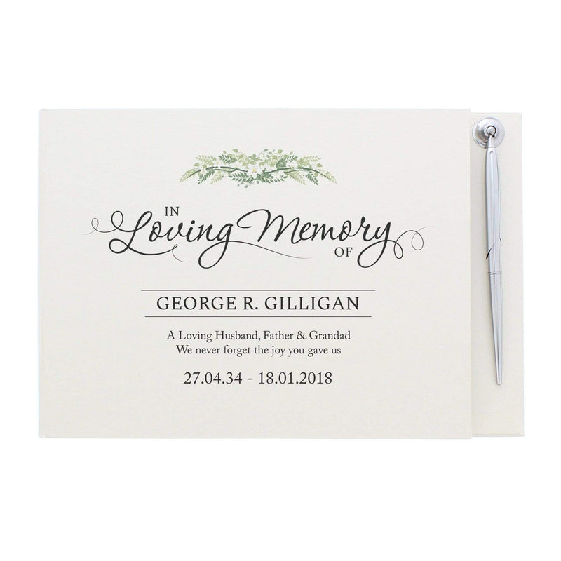 Personalised Memento Photo Frames, Albums and Guestbooks Personalised In Loving Memory Hardback Guest Book & Pen