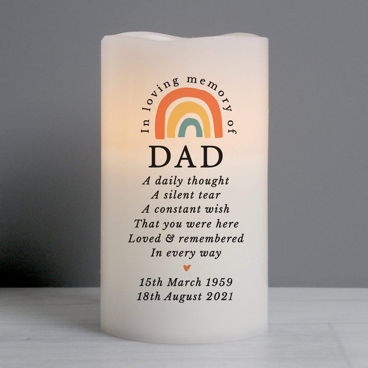 Personalised Memento Candles &amp; Reed Diffusers Personalised In Loving Memory Rainbow LED candle