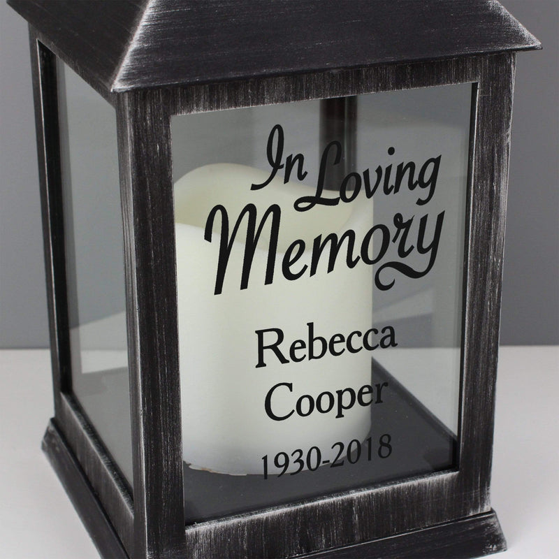 Personalised Memento LED Lights, Candles & Decorations Personalised In Loving Memory Rustic Black Lantern