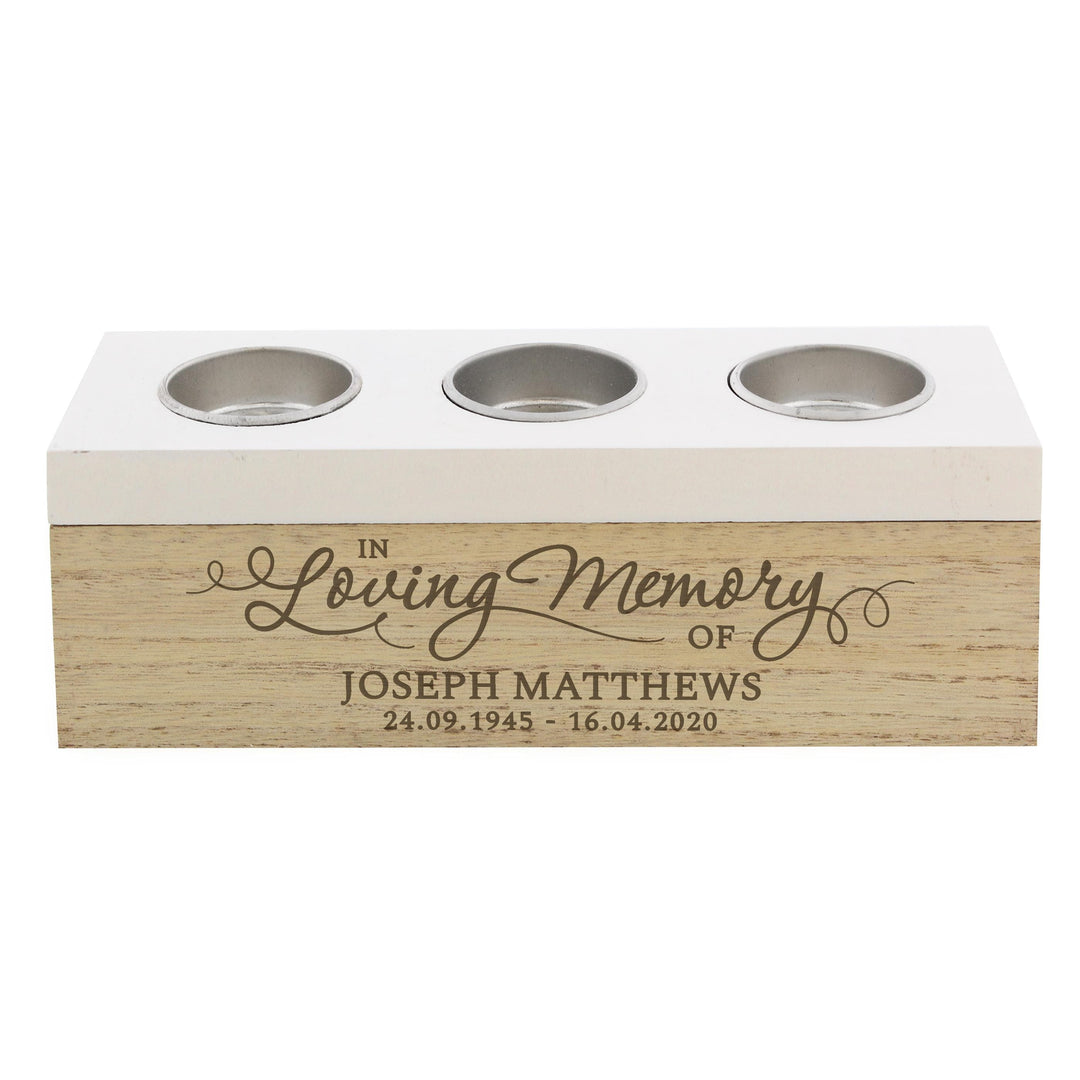 Personalised Memento Personalised In Loving Memory Triple Tea Light Box