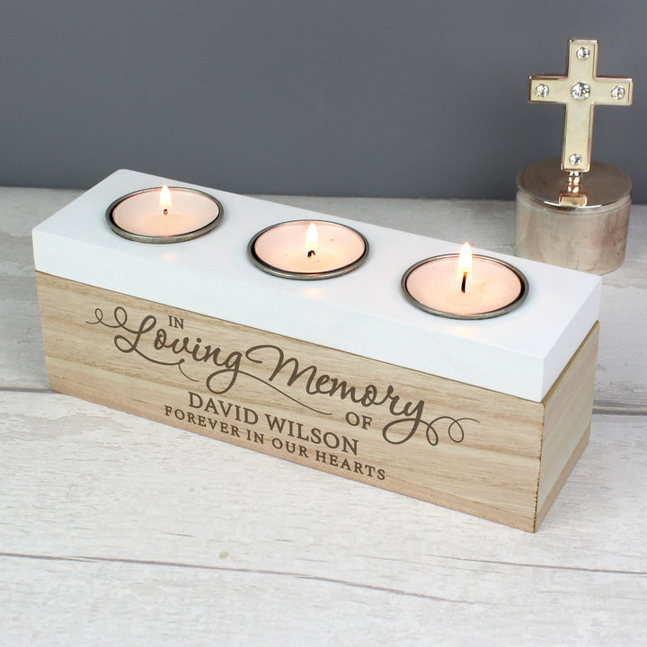 Personalised Memento Personalised In Loving Memory Triple Tea Light Box