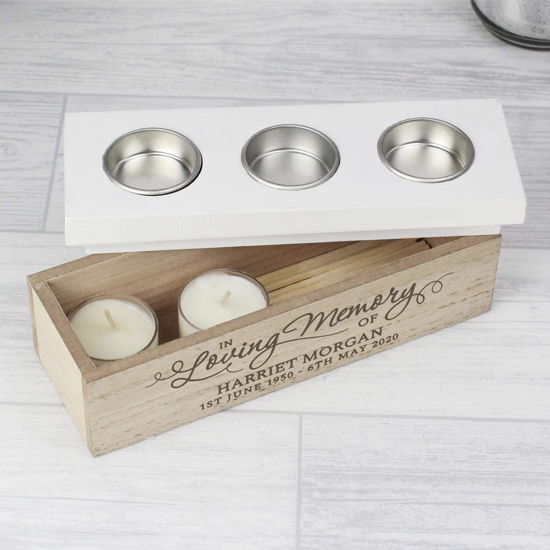 Personalised Memento Personalised In Loving Memory Triple Tea Light Box