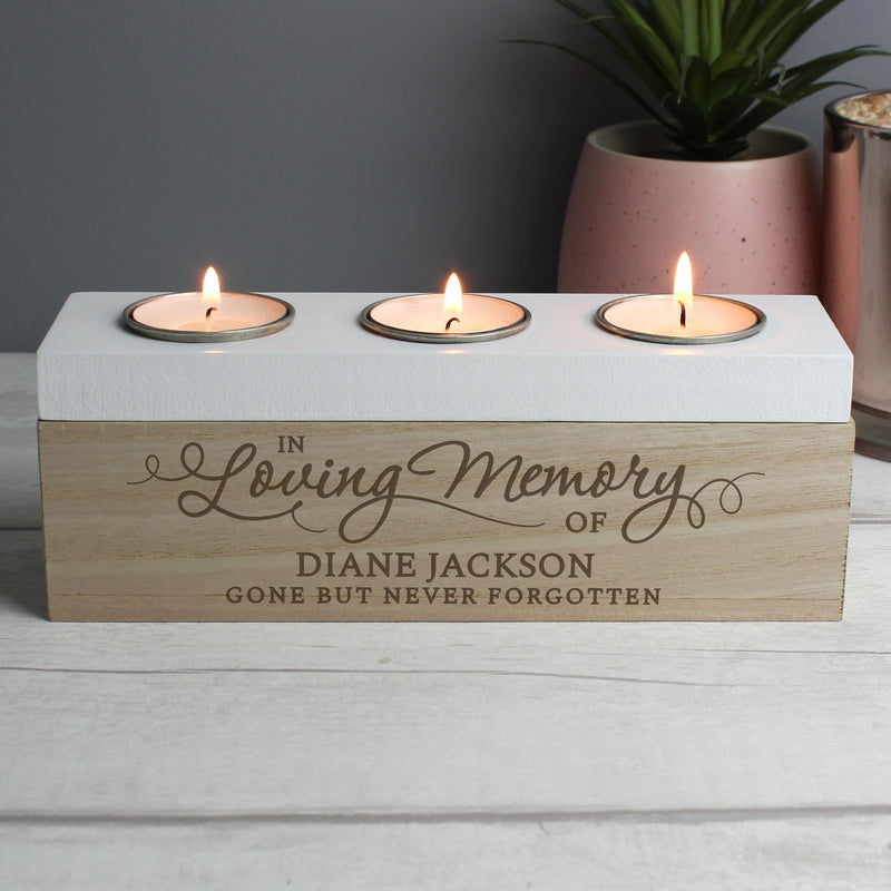 Personalised Memento Personalised In Loving Memory Triple Tea Light Box