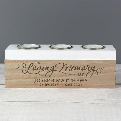 Personalised Memento Personalised In Loving Memory Triple Tea Light Box