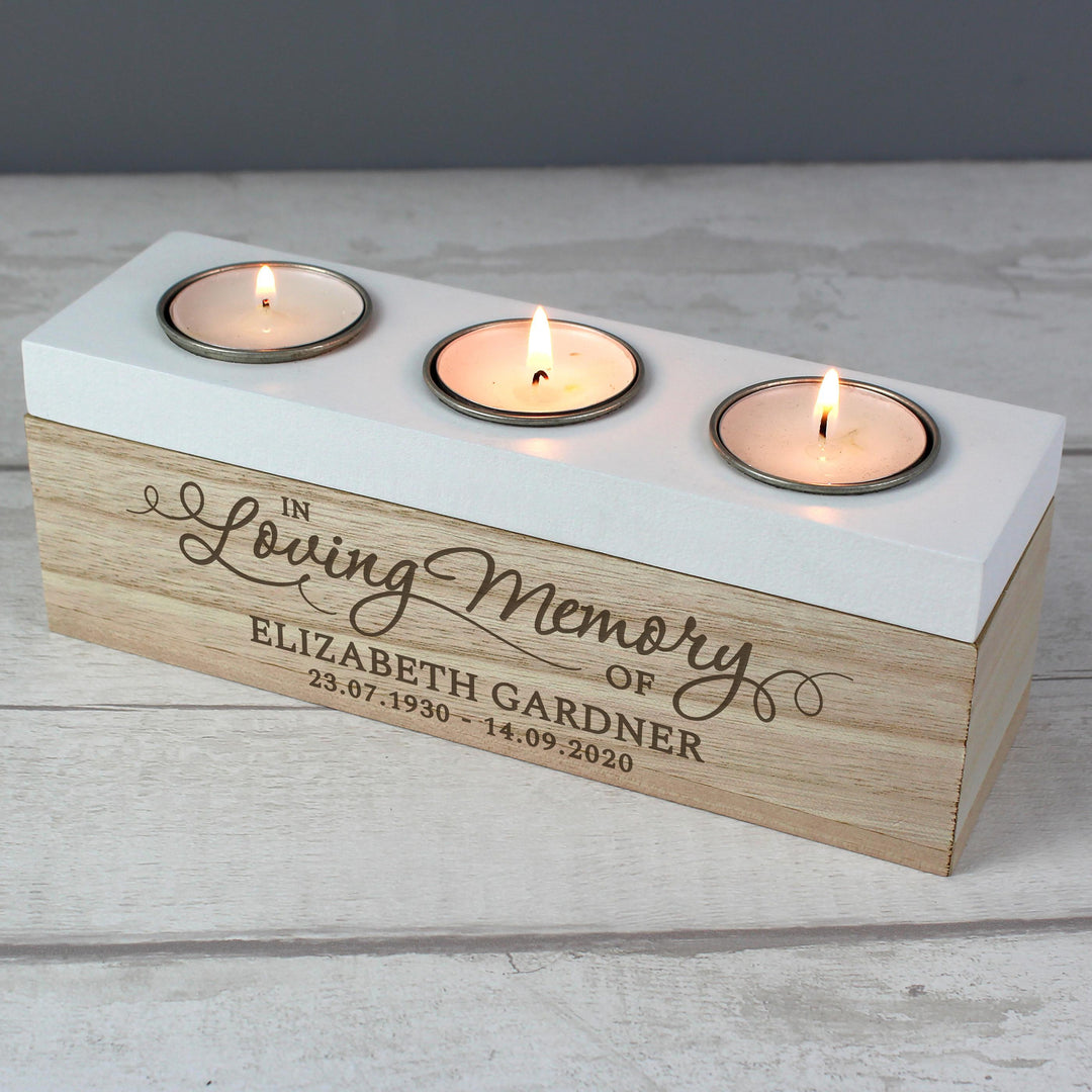 Personalised Memento Personalised In Loving Memory Triple Tea Light Box