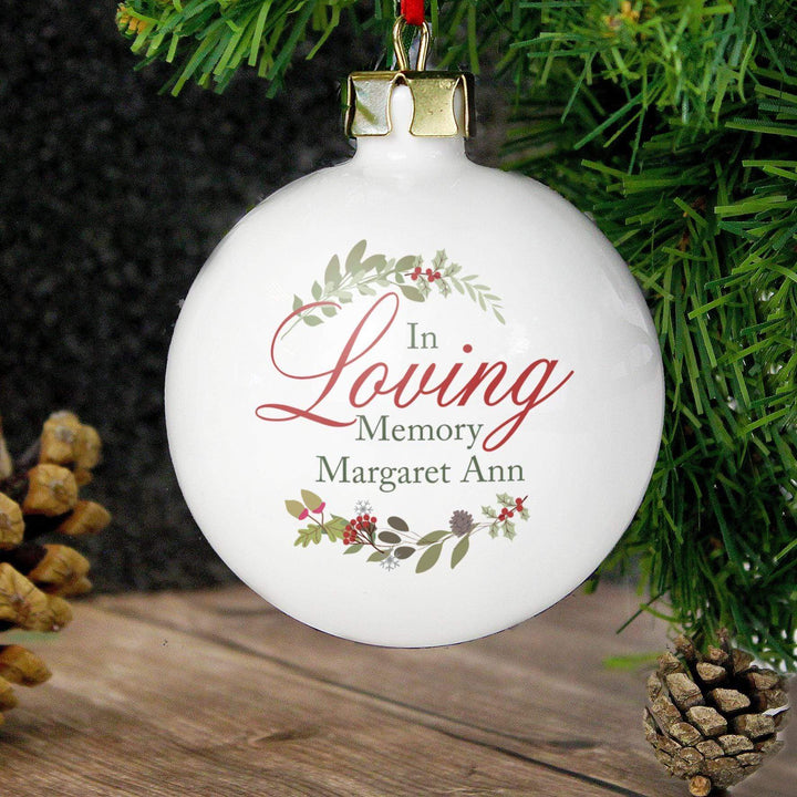 Personalised Memento Personalised In Loving Memory Wreath Bauble