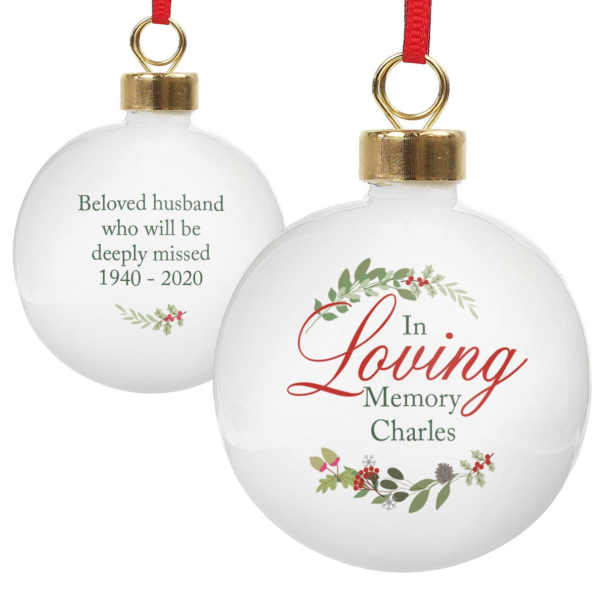 Personalised Memento Personalised In Loving Memory Wreath Bauble