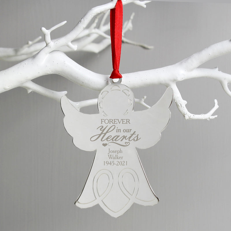 Personalised Memento Personalised In Our Hearts Angel Metal Decoration