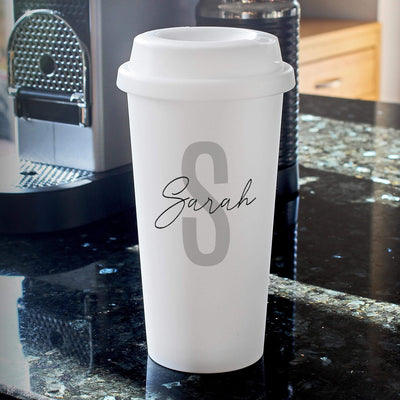 Personalised Memento Personalised Initial & Name Insulated Eco Travel Cup