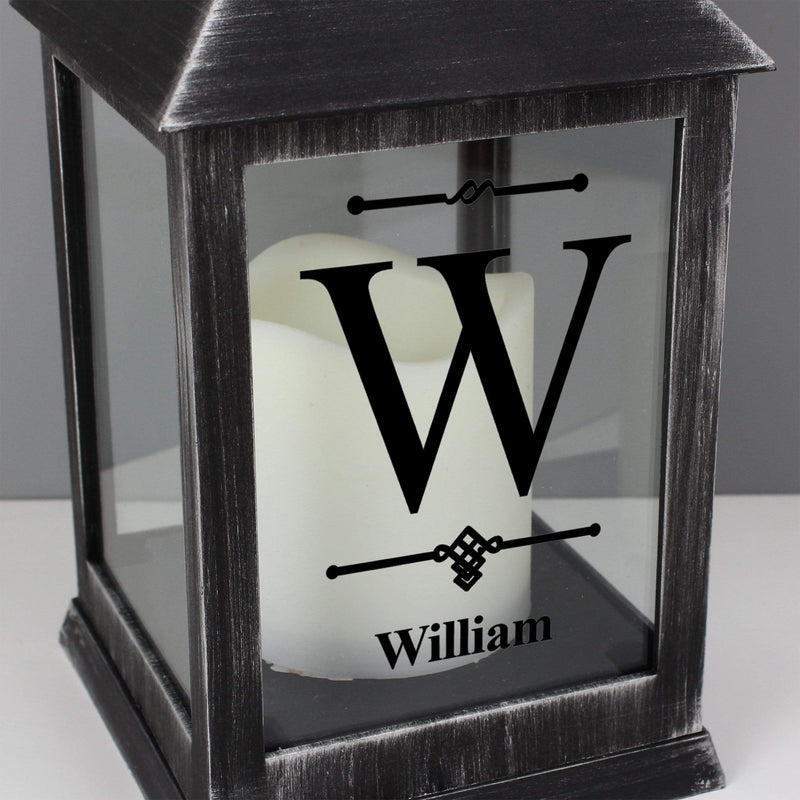 Personalised Memento LED Lights, Candles & Decorations Personalised Initial Rustic Black Lantern