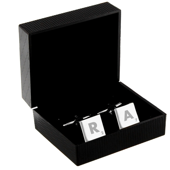 Personalised Memento Jewellery Personalised Initials and Age Square Cufflinks