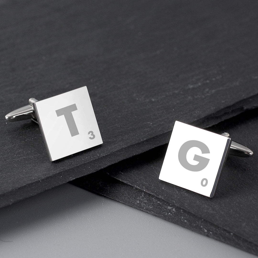 Personalised Memento Jewellery Personalised Initials and Age Square Cufflinks