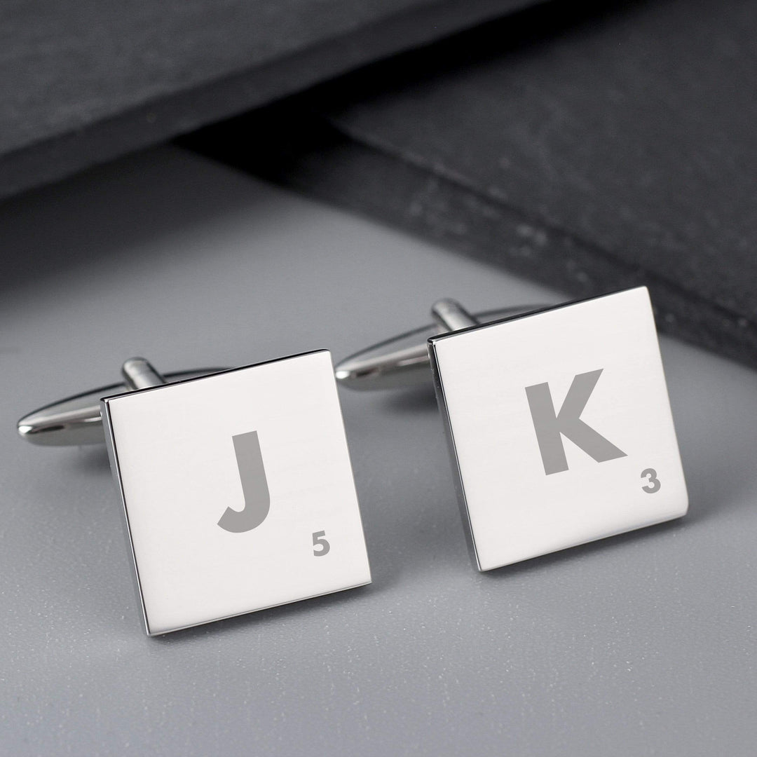 Personalised Memento Jewellery Personalised Initials and Age Square Cufflinks
