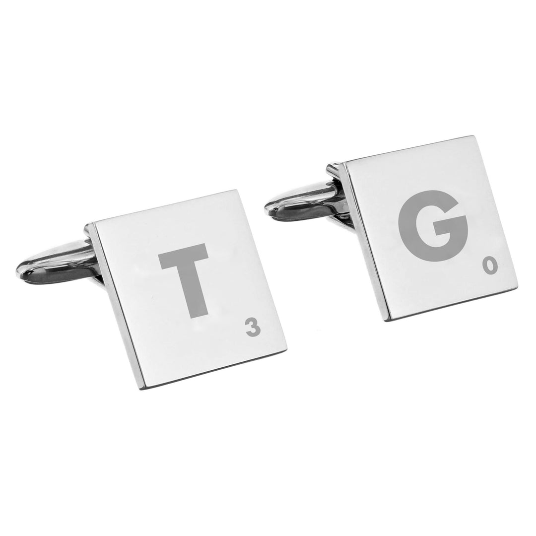 Personalised Memento Jewellery Personalised Initials and Age Square Cufflinks